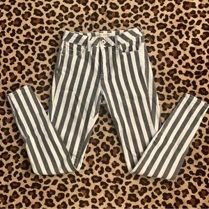 Pacsun striped skinny jeans ankle zipper emo scene high waisted